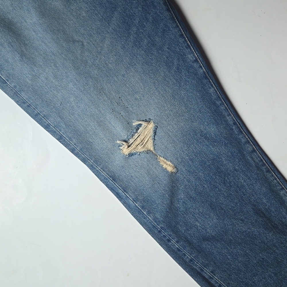 J. Crew Slouchy Boyfriend Blue Jeans with Fashionable Designed Rips-Size 35 - Picture 5 of 8